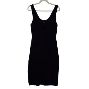 House of Harlow 1960 Black Sleeveless Midi Dress Gold Ring Detail‎ Size Medium